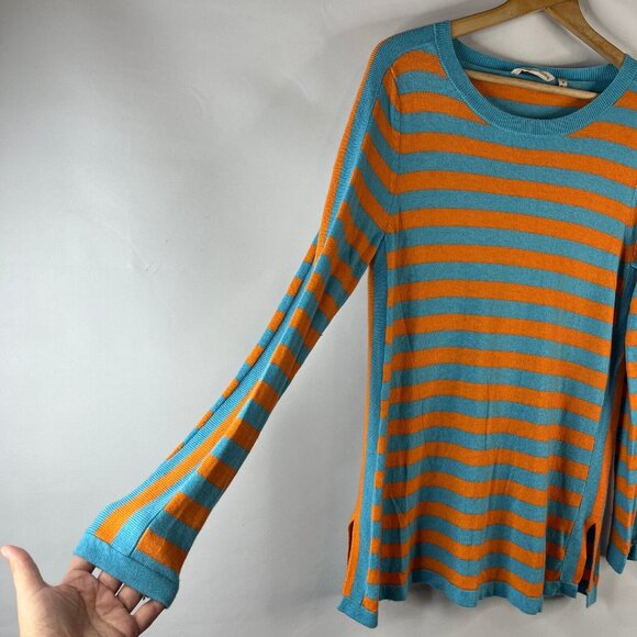Soft Surroundings Womens Tunic Sweater Size Medium Cashmere Wool Blue Striped - Picture 3 of 9